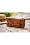 Kahverengi Leopar Desenli Gold Logolu Kadın Portföy Çanta | Kahverengi T8309