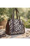 Kahverengi Zebra Desenli Kadın Omuz Çantası | Kahverengi T8347