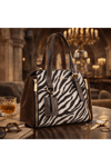 Kahverengi Zebra Desenli Kadın Omuz Çantası | Kahverengi T8347