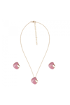 Pembe geometrik taş detaylı kolye & küpe seti | Pembe JS13043 