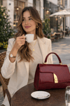 Şarap Modern Formlu Gold Detaylı Kadın El Çantası | Şarap T8304