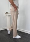 Beli İpli Kumaş Baggy Pantolon bej