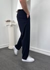 Beli İpli Kumaş Baggy Pantolon Lacivert 