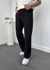 Beli İpli Kumaş Baggy Pantolon Siyah