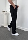 Beli İpli Kumaş Baggy Pantolon Siyah
