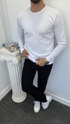 Fitilli Basic Sweatshirt Beyaz