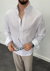 Fresh Keten Oversize Gömlek Beyaz 