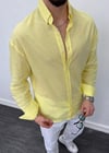 Fresh Keten Oversize Gömlek Limon Sarısı