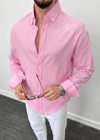 Fresh Keten Oversize Gömlek Toz Pembe