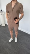 MR Gömlekli Fitilli Şortlu Takım Vizon