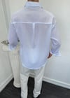 Oversize Krinkıl Keten Gömlek Beyaz