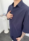Oversize Yıkamalı Keten Takım Lacivert