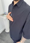 Oversize Yıkamalı Keten Takım Siyah 