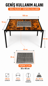 Kamp Masası Mangallı Katlanabilir Piknik Masası 100x70 cm - Mangal - Barbekü Ekipmanları KampAVM
