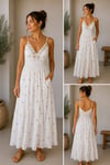 Pullu İp Askılı Uzun Elbise 250414524 - 6580