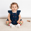 KİRAZ DETAYLI KIZ BEBEK KOT ELBİSE 