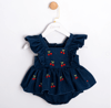 KİRAZ DETAYLI KIZ BEBEK KOT ELBİSE 