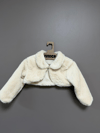 PELUŞ HIRKALI KREM ELBİSE