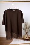 Kahve Dantel Detay Tshirt