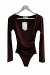Kahverengi V Yaka Bodysuit