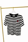 Kalp Nakışlı Çizgili T-shirt