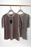 Orjinal Marka Çizgili Bordo T-shirt