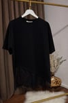 Siyah Dantel Detay Tshirt