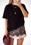 Siyah Dantel Detay Tshirt