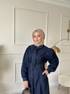 Balon Kol Kurdela Detay Bluz ve Etekli Denim Takım 
