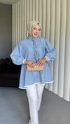 Çizgili Gofre Tesettür Tunik