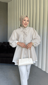 Çizgili Gofre Tesettür Tunik