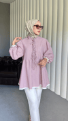 Çizgili Gofre Tesettür Tunik