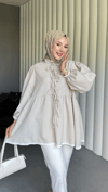 Çizgili Gofre Tesettür Tunik