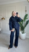 Daily Luxe Kuşaklı Ceket-Pantolon Denim Takım