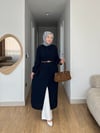 Düğmeli Gizli Pat Müslin Ceket Elbise