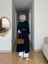 Düğmeli Gizli Pat Müslin Ceket Elbise