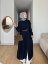 Düğmeli Gizli Pat Müslin Ceket Elbise