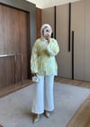 Fırfır Detaylı Pastel Ton Yazlık Keten Gömlek