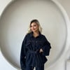 Kuşaklı Oversize Kalıp Çıtçıtlı Ceket-Flare Pantolon Denim Premıum Takım