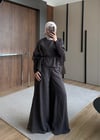 Nish İçlik Detay Bluz Bol Paça Pantolon Şık  Pamuk Keten Takım
