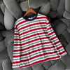 Premium Çizgili İki İplik Regular Kesim Kırmızı Sweatshirt 