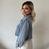 Retro Düğme Detay Geniş Manşetli Yumuşak Dokulu Denim Gömlek