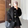 Şal Atkı Detaylı Düğmeli Oversize Kalıp Teddy Kadın Ceket