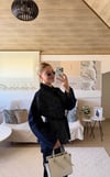 Taş Detaylı Denim Takım Kadın Kot Ceket Pantolon 2'li Set Belden Bağlamalı Şık Kombin
