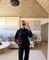 Tasarım Kuşaklı Ceket Flare Pantolon Denim İkili Takım
