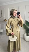 Tek Düğme Detaylı İspanyol Kol Bluz-Etek Takım