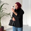 Yaka Kürk Çift Fermuarlı Premıum Tiko Siyah Hırka