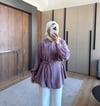 Yarasa Kol İp Kemerli Şık Tensel Gömlek 