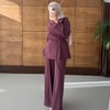 Yırtmaç Detaylı Bluz Pantolon Şık Takım