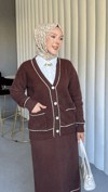 Yumoş Triko Tasarım Hırka Ve Etek Kışlık Takım